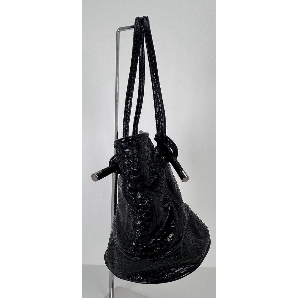 Devi Kroell Black Python Leather Bucket Shoulder … - image 2